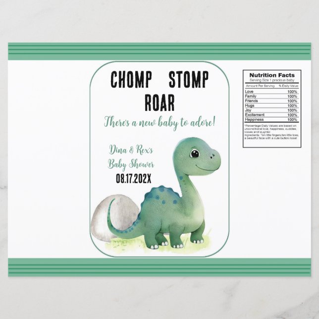 Baby Green Dinosaur Chomp Stomp Roar Chip Bag (Front)