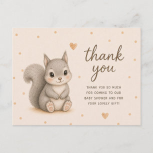 Baby Grey Squirrel Baby Shower Thank You Postcard
