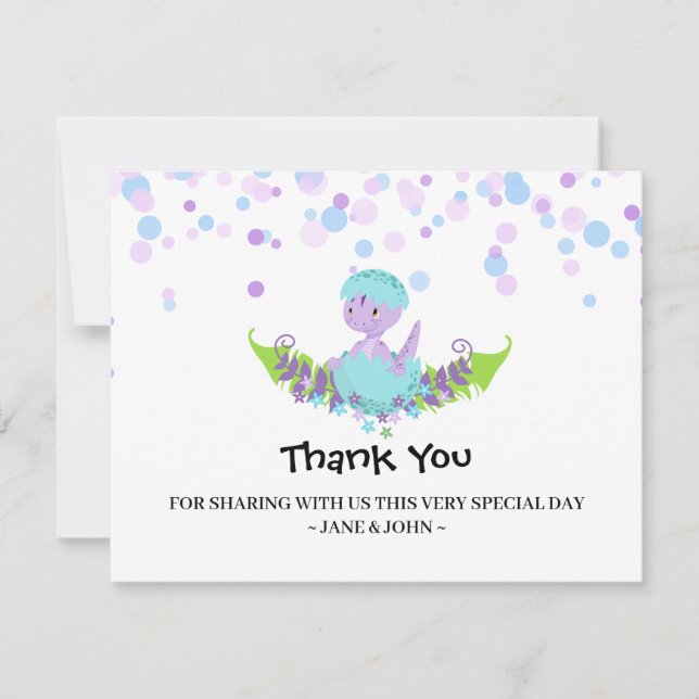 *~* Baby Hatching Dinosaur Baby Shower Thank You (Front)