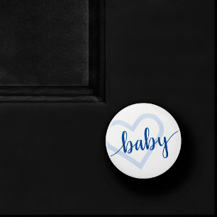 Baby Heart Cerulean Blue Classic Flourish Script Ceramic Knob