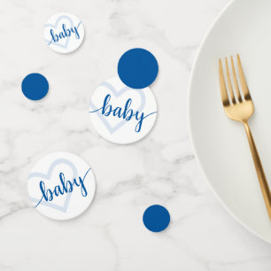 Baby Heart   Cerulean Blue Classic Flourish Script Confetti