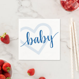 Baby Heart   Cerulean Blue Classic Flourish Script Napkin