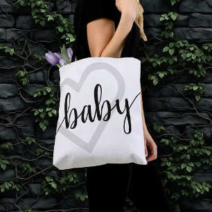 Baby Heart Classic Black Flourish Script Tote Bag