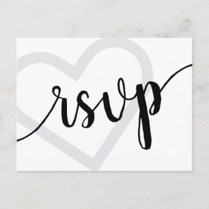 Baby Heart Classic Black Script Shower Response Postcard