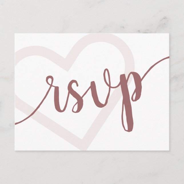 Baby Heart | Desert Rose Taupe Script RSVP Entree Postcard (Front)