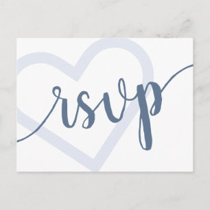 Baby Heart Dusty Blue Shower or Reveal Response Postcard