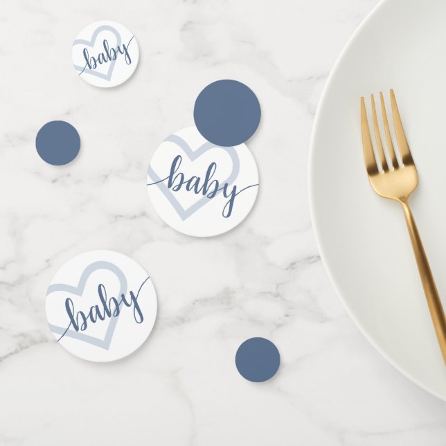 Baby Heart | Dusty Slate Blue Flourish Script Confetti (Group)