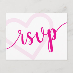 Baby Heart   Hot Pink Shower or Reveal RSVP Entree Postcard