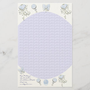 Baby Heart Rattle Lavender Stationery