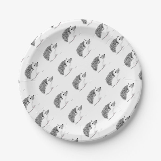 Baby hedgehog animal paper plate (Front)