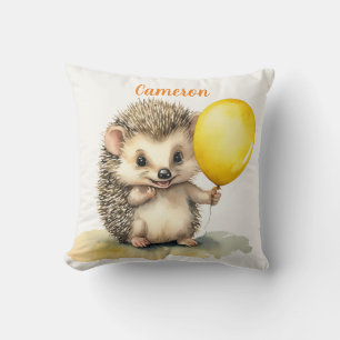 Baby Hedgehog Balloon Gender Neutral Personalized  Throw Pillow