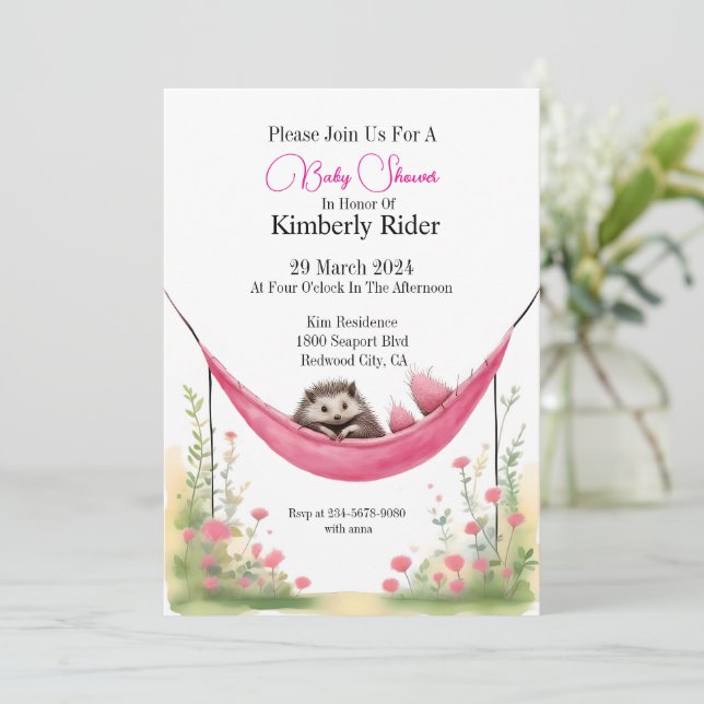 Baby Hedgehog Resting Invitation (Standing Front)
