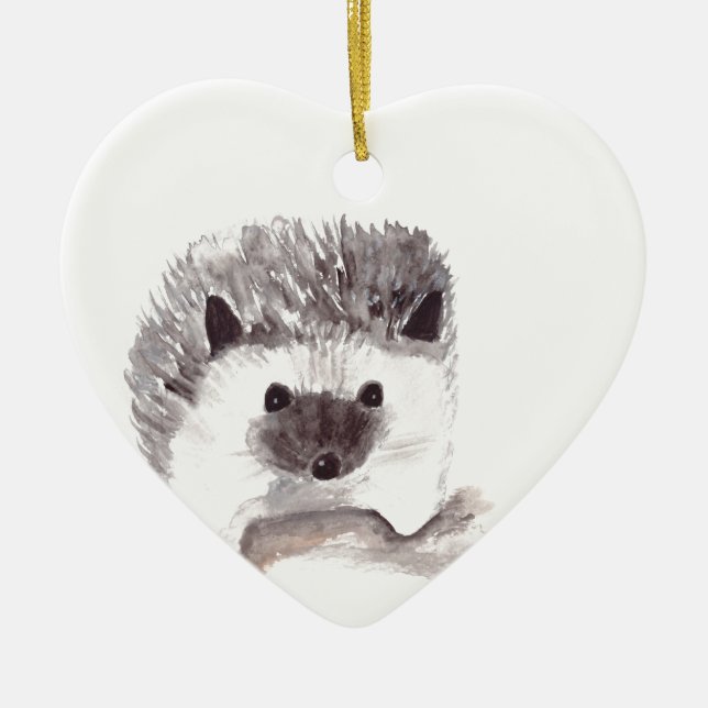 baby hedgehog vintage woodland animals rustic baby ceramic ornament (Front)