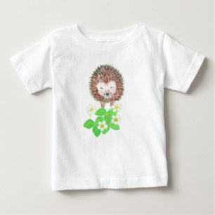 Baby Hedgehog & Wild Strawberry Flowers T-Shirt