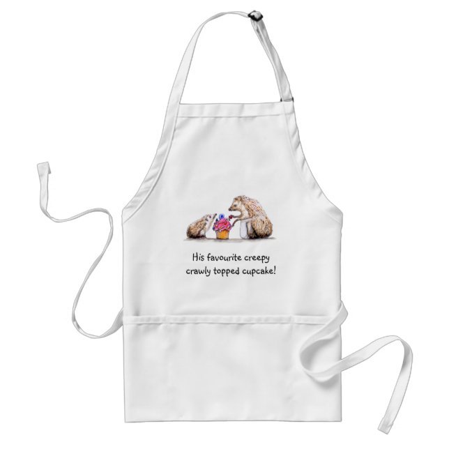 baby hedgehog with creepy crawly cupcake standard apron (Front)