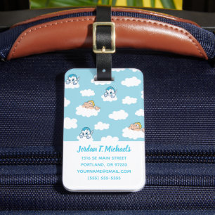 Baby Hercules and Pegasus Cloud Pattern Square Sti Luggage Tag