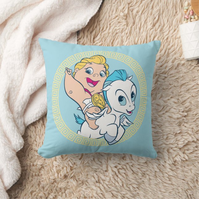 Baby Hercules Riding Pegasus Throw Pillow (Blanket)