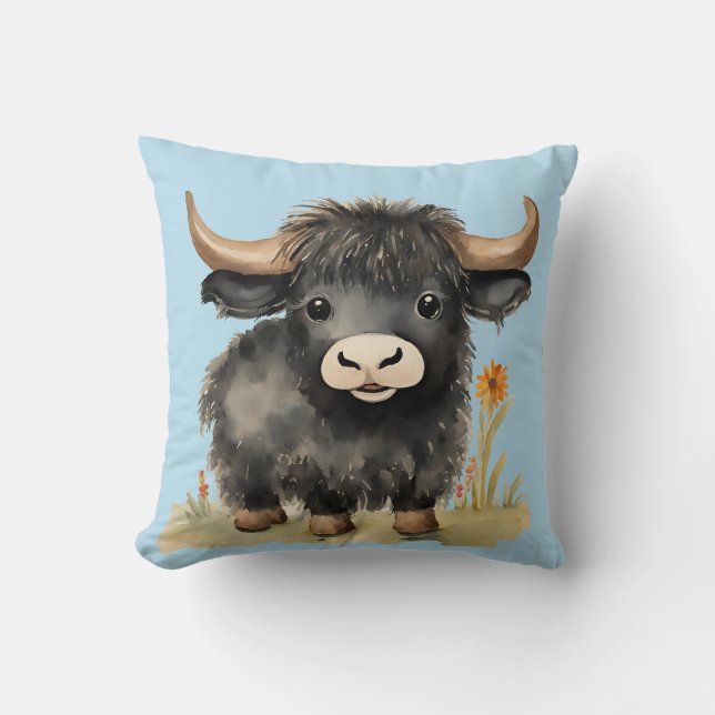 Baby Highland Cow Boys  Throw Pillow (Front)