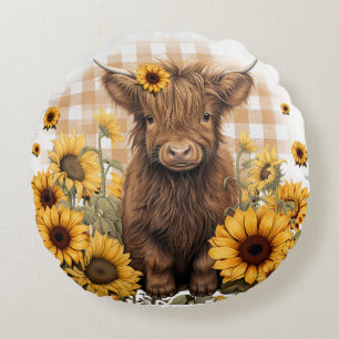 Baby Highland Cow Round Pillow