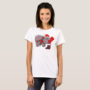 Baby Hippo Christmas Moo Deng Lover T-Shirt