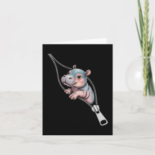 Baby Hippo Emerging From A Zipper Funny Costume Bo Card