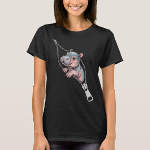 Baby Hippo Emerging From A Zipper Funny Costume Bo T-Shirt