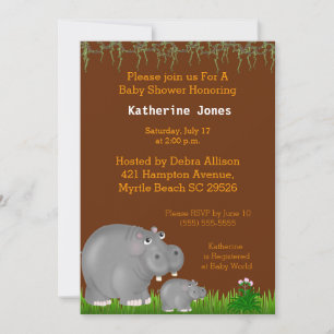 Baby Hippo et Mama Baby shower Invitation