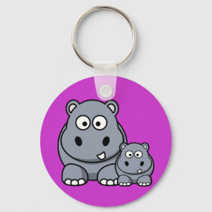 Baby Hippo Family, Cute Wild Safari Keychain