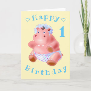 Baby Hippo Funny Birthday Card - Customizable