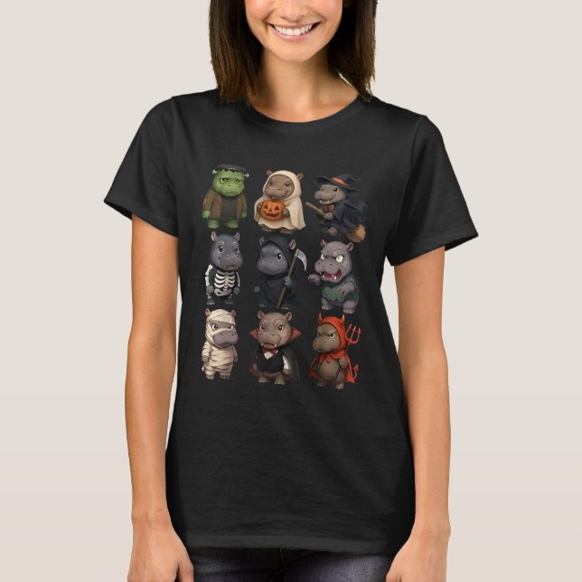 Baby Hippo Ghost Zombie Witch Halloween Costume Ki T-Shirt (Front)