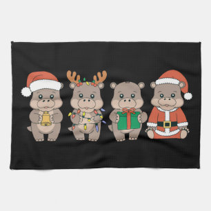 Baby Hippo Moo Deng Christmas Kitchen Towel