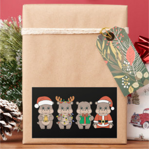 Baby Hippo Moo Deng Christmas Sticker