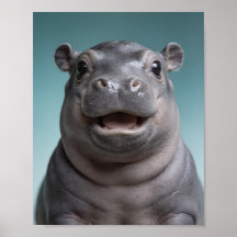 Baby Hippo Portrait – Cute Nursery Animal Wall Art