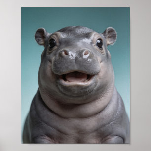 Baby Hippo Portrait – Cute Nursery Animal Wall Art
