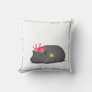 Baby Hippo Princess-Cotton Cushion-Customizable Throw Pillow