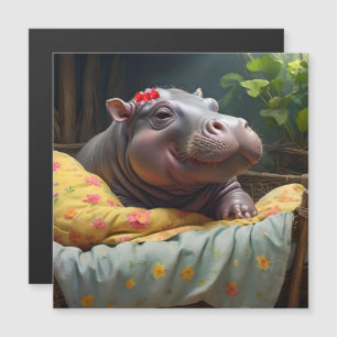 Baby Hippo Zena In A Big Basket,