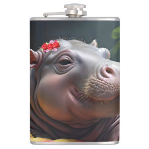 Baby Hippo Zena In A Big Basket, Hip Flask