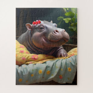 Baby Hippo Zena In A Big Basket, Jigsaw Puzzle