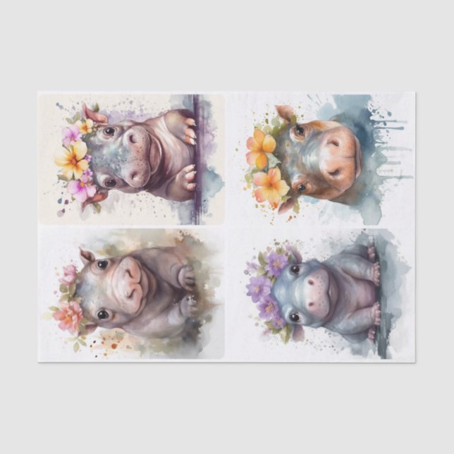 Baby Hippos  Tissue Paper (Front)