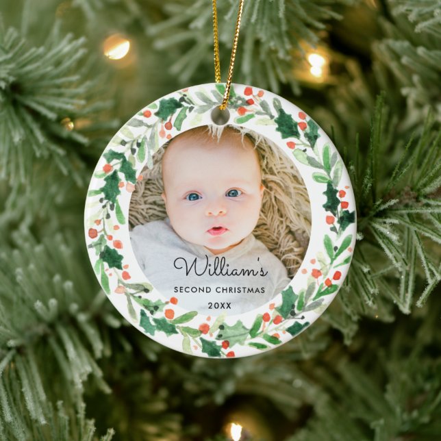 Baby Holiday Photo Christmas Ceramic Ornament (Tree)