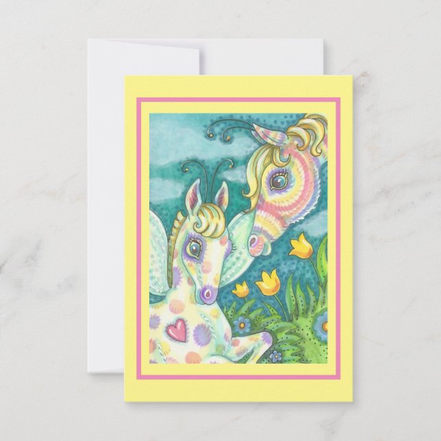 BABY HORSE FAIRY, SPRING BIRTH ANNOUNCEMENT CARDS (Front)
