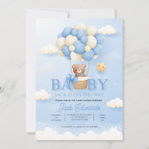Baby Hot Air Balloon Watercolor Shower Art Invitation
