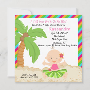 Baby Hula Girl Baby Shower Invitation