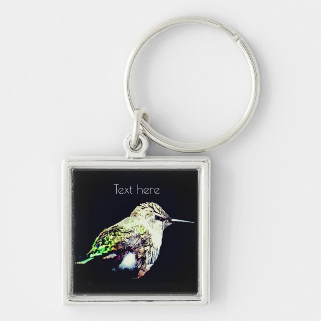 Baby Hummingbird Button Keychain (Front)