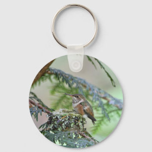 Baby Hummingbird Sticking Out Its Tongue Keychain