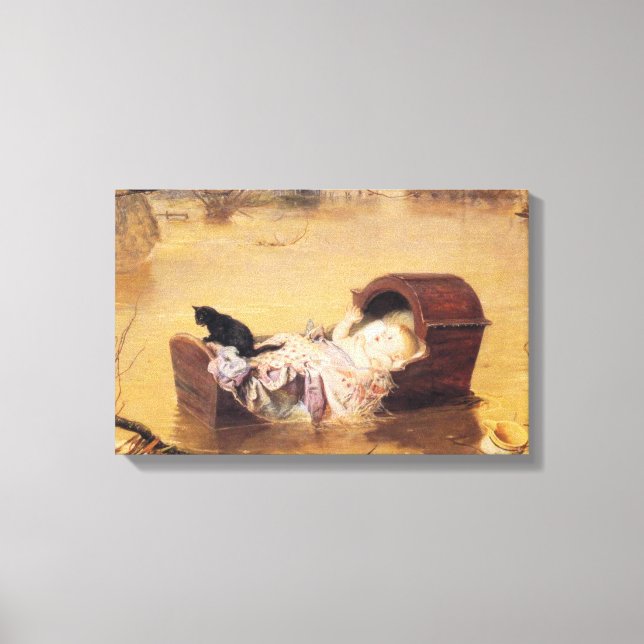 Baby in a Cot During a Flood (by J.E. Millais) Canvas Print (Front)