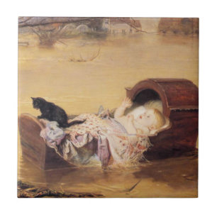 Baby in a Cot During a Flood (by J.E. Millais) Tile