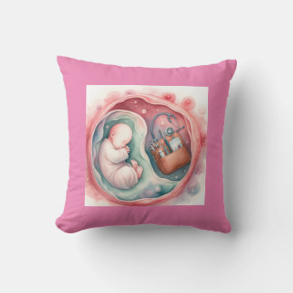 Baby in a mother's womb throw pillow