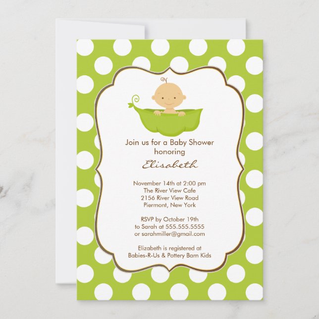 Baby in a Pea Pod Boy Baby Shower Invitation (Front)
