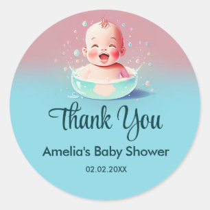 Baby in a Tub   Baby Shower Classic Round Sticker